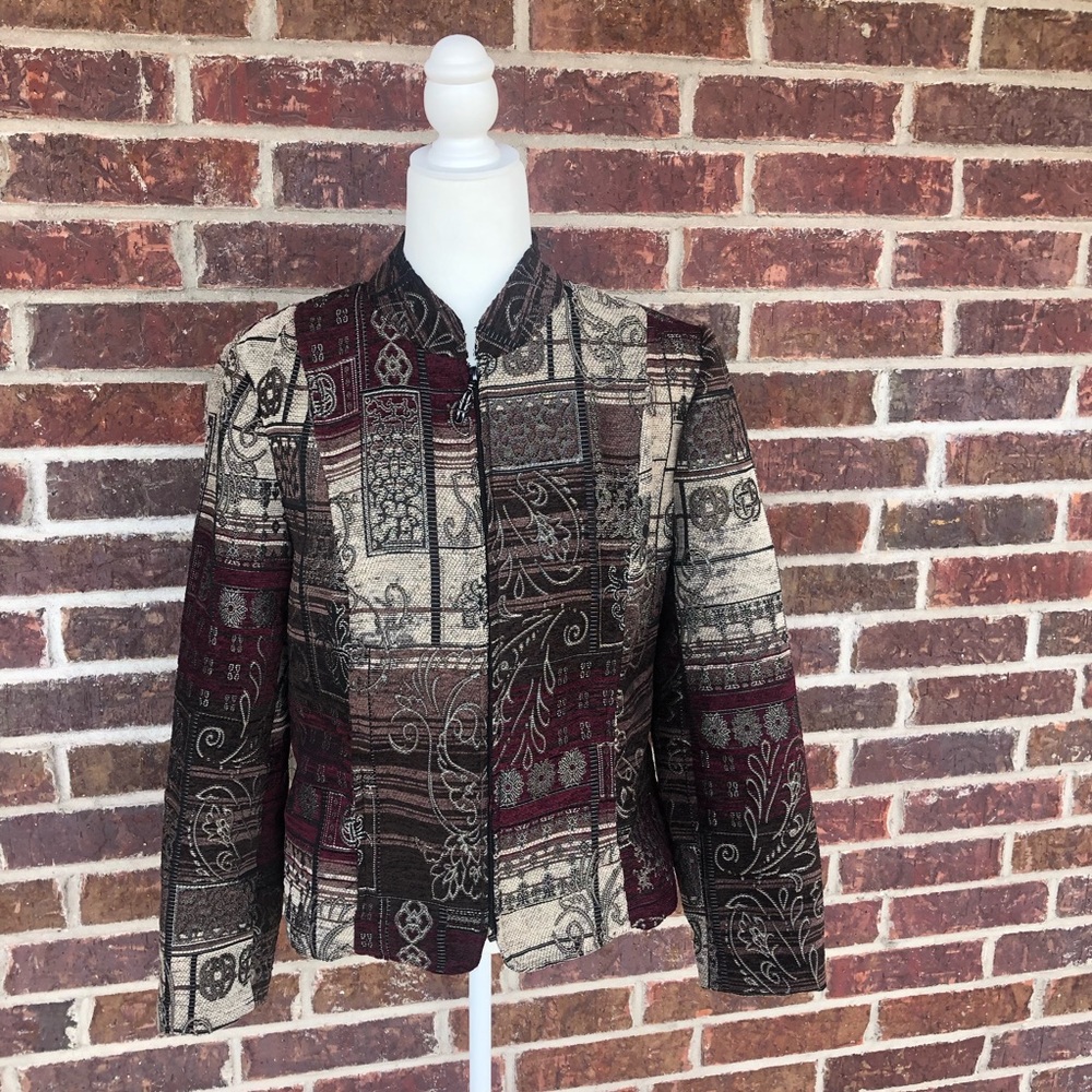 Women’s Dress Barn Tapestry Zip Up Blazer Size Mediun